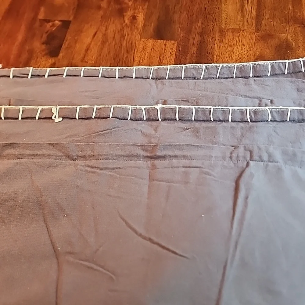 Set Of Two 100% Cotton Gray Pillow Covers With White Contrast Stitching EUC